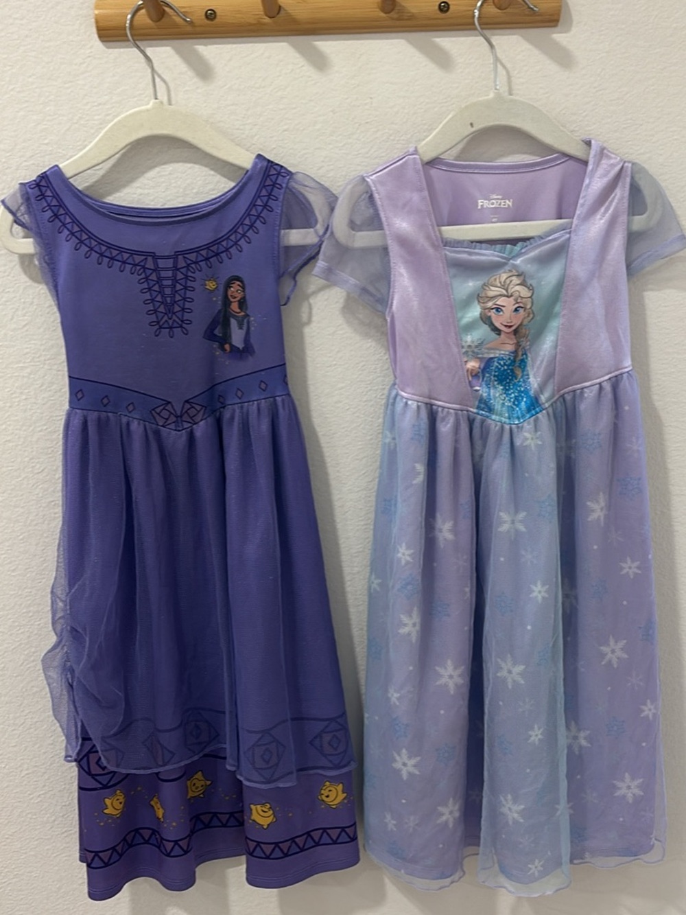 Disney Purple and Light Purple Frozen & Raya Girls Pajama Dresses